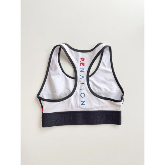 P.E NATION White Black Blue Red Colorblock Striped Logo Sports Bra Top, Size XS - Picture 4 of 8